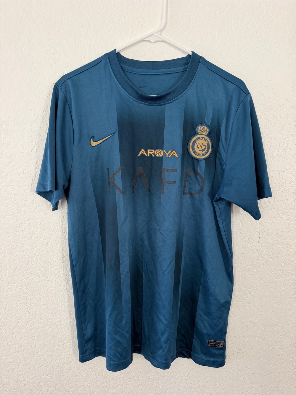 Y2K Nike Men’s Teal/Deep Teal Football Jersey with Gold Accents
